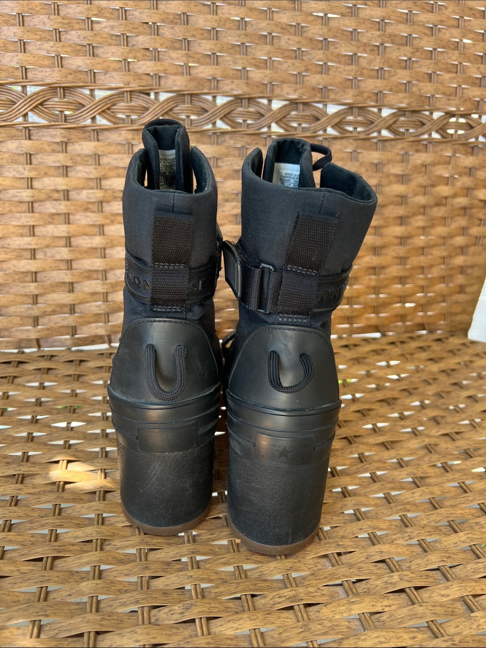 Converse Black Platform Lace-Up Heeled Ankle Boots - Picture 3 of 7